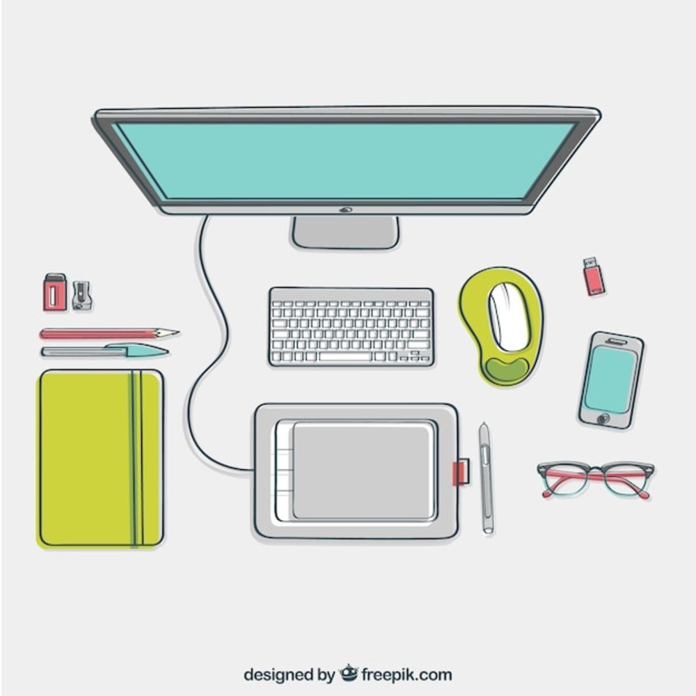 頂視圖中的粗略設(shè)計師辦公桌 物聯(lián)網(wǎng)的集成與研發(fā)新視角