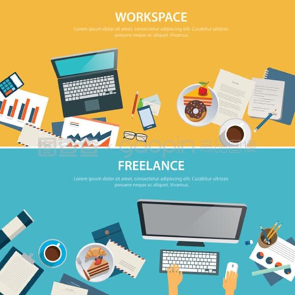 物聯(lián)網(wǎng)的集成與研發(fā) 工作區(qū)與自由旗幟平面設(shè)計模板的創(chuàng)新融合